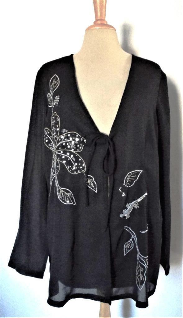 Feestelijke zwarte bewerkte glamour top van Together! 42, Kleding | Dames, Tops, Zo goed als nieuw, Maat 42/44 (L), Zwart, Lange mouw