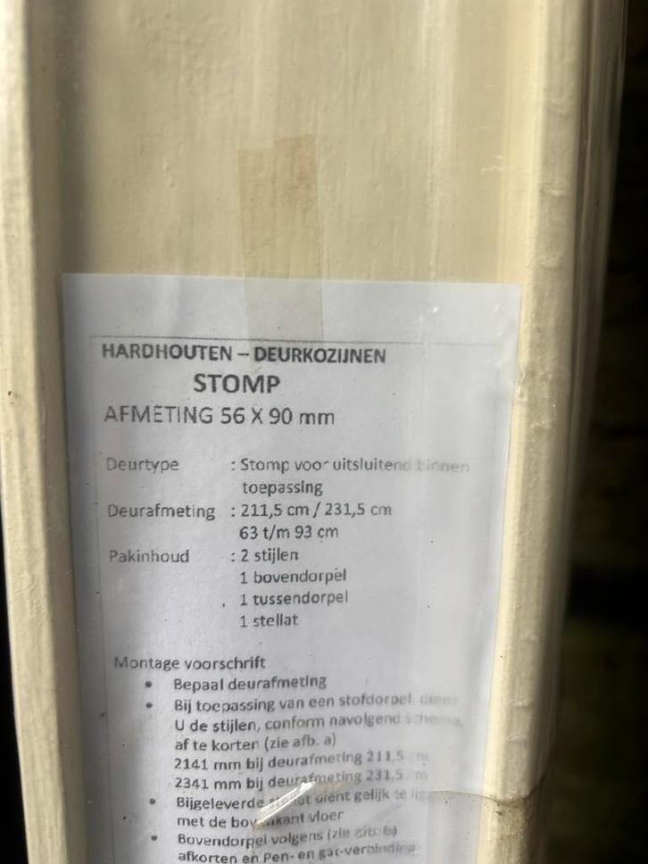Hardhouten Stompe Opdek Kozijnen 56x90mm, Doe-het-zelf en Verbouw, Deuren en Horren, Nieuw, Binnendeur, 215 cm of meer, Minder dan 80 cm