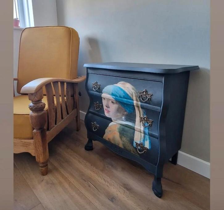 Uniek Buikkastje met 'Meisje met de Parel' Design, Huis en Inrichting, Kasten | Ladekasten, Gebruikt, Minder dan 100 cm, 50 tot 100 cm