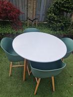 Ronde tafel met 4 stoelen 100cm, 100 tot 150 cm, 100 tot 150 cm, Rond, Gebruikt
