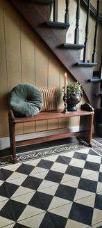 Mooi eiken houten bankje halbankje halbank sidetable bank !, Antiek en Kunst, Ophalen