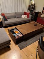 Mooie massief houten blok salontafel met 2 lades, Huis en Inrichting, Tafels | Salontafels, Gebruikt, Ophalen of Verzenden