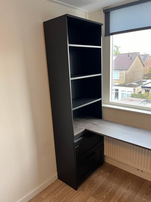 Zwarte IKEA BILLY-kast met lades, Huis en Inrichting, Kasten | Boekenkasten, Zo goed als nieuw, 50 tot 100 cm, Minder dan 100 cm