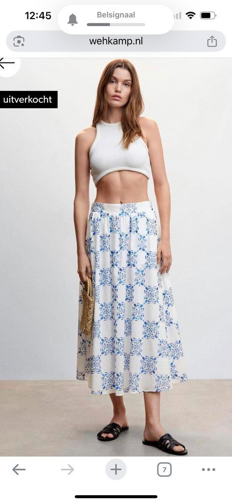 Broderie rok Mango, Kleding | Dames, Rokken, Zo goed als nieuw, Maat 36 (S), Blauw, Knielengte, Ophalen of Verzenden