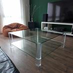 Glazen salontafel van 1x1 meter, Huis en Inrichting, Tafels | Salontafels, Gebruikt, Ophalen