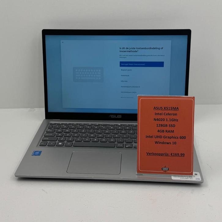 ASUS X515MA-EJ680WS Laptop | Intel Celeron N4020 1.1GHz 128G, Computers en Software, Windows Laptops, Zo goed als nieuw, SSD, Minder dan 2 Ghz