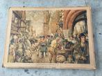Schoolplaat "Stad in de Middeleeuwen"., Antiek en Kunst, Antiek | Schoolplaten, Ophalen of Verzenden, Geschiedenis