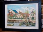 Aquarel schilderij haven van Urk, Ophalen