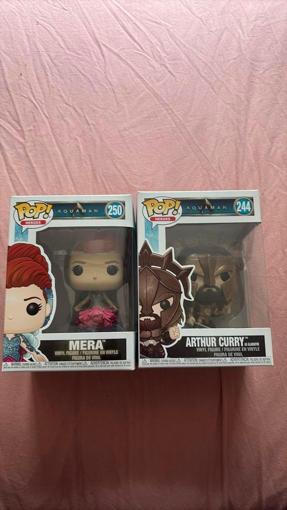 Funko pop - Marvel, Aquaman - Mera 250 + Arthur Curry 244, Verzamelen, Poppetjes en Figuurtjes, Zo goed als nieuw, Ophalen of Verzenden