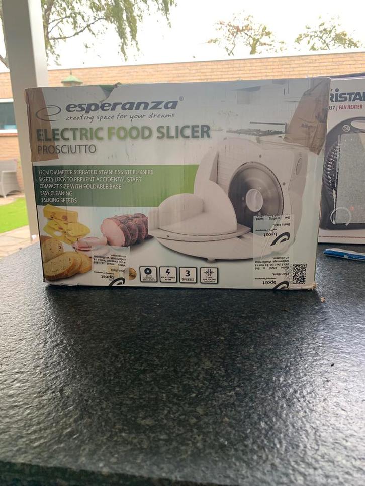 Esperanza Prosciutto Elektrische Snijmachine, Huis en Inrichting, Keuken | Keukenbenodigdheden, Nieuw, Ophalen of Verzenden
