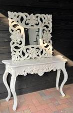 Barok Witte Console Tafel met Spiegel, Ophalen of Verzenden, Zo goed als nieuw, 75 tot 100 cm, Minder dan 100 cm