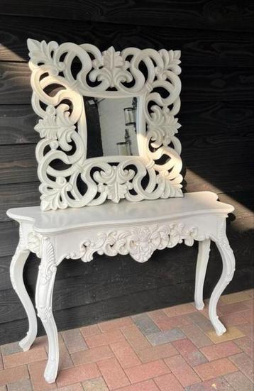 Barok Witte Console Tafel met Spiegel beschikbaar voor biedingen