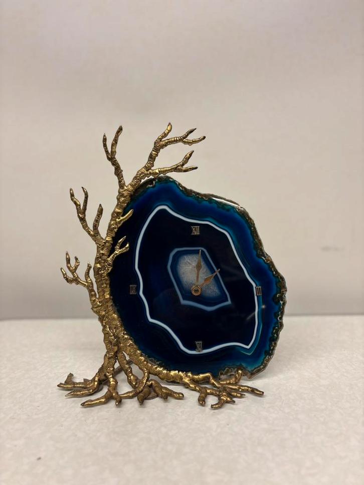 Decoratieve tafelklok van agaat – Romeinse cijfers, Antiek en Kunst, Antiek | Klokken, Ophalen