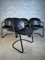 4 vintage Gastone Rinaldi design stoelen voor Thema Italy, Gebruikt, Zwart, Ophalen of Verzenden, Metaal