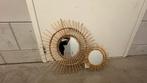 Rotan Spiegel Set - Zonnevorm Xenos, Huis en Inrichting, Woonaccessoires | Spiegels, Ophalen, Rond, Zo goed als nieuw, Minder dan 100 cm