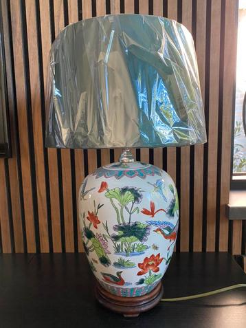 Chinese vaaslamp lamp lampenvoet aardewerk velvet groen beschikbaar voor biedingen