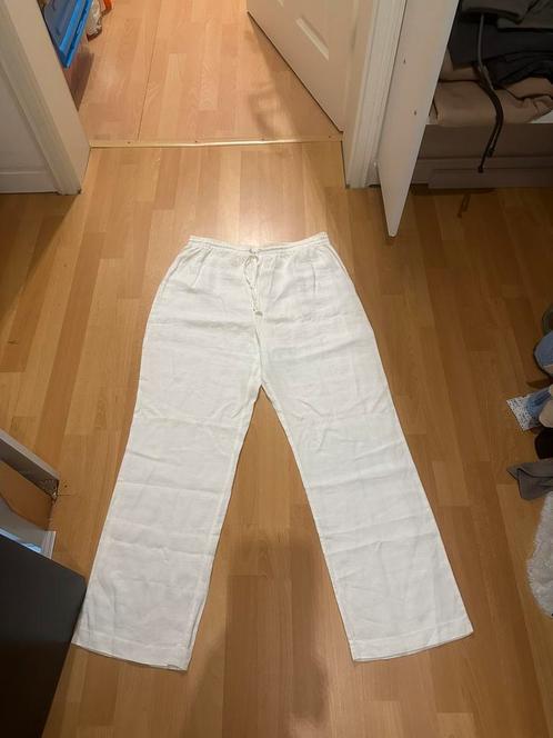 Witte linnen broek maat 44, Kleding | Dames, Broeken en Pantalons, Zo goed als nieuw, Maat 42/44 (L), Wit, Lang, Ophalen of Verzenden
