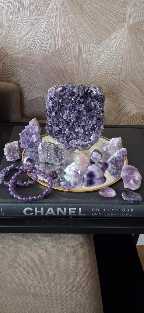 Prachtige Amethist Collectie edelstenen + armband, Verzamelen, Mineralen en Fossielen, Mineraal, Ophalen of Verzenden