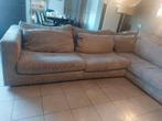 Goossens Loungebank - Beige Ribfluweel - 2.25 x 3.25m, Lounge, Hoekbank, Ophalen of Verzenden, Zo goed als nieuw