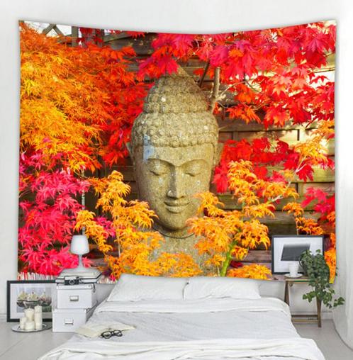 Boeddha Beeld Rood Oranje Wandkleed / Muurkleed Kleed Buddha, Huis en Inrichting, Stoffering | Tapijten en Kleden, Nieuw, Rechthoekig