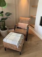 Walnoot Fauteuil / Stoel en Hocker van Robuuste Tafels!, Huis en Inrichting, Fauteuils, Ophalen, Industrieel - Robuust, 75 tot 100 cm