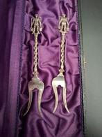 Antiek stel zilver vleesvorkjes in casette, Ophalen of Verzenden, Zilver