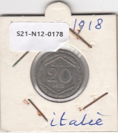 S21-N12-0178 Italy 20 Centesimi VF 1918 KM58, Postzegels en Munten, Munten | Europa | Niet-Euromunten, Italië, Verzenden