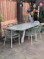 Stevige tuintafel#keramiek#metaal#betonlook, Tuin en Terras, Tuintafels, Ophalen, Gebruikt, Rechthoekig, Overige materialen