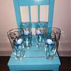 Gulpener korenwolf bierglazen lichtblauw logo 4 stuks, Ophalen, Gebruikt, Glas of Glazen, Gulpener