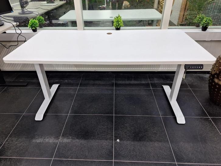Wit zit-sta bureau 80x160 cm – in hoogte verstelbaar, Huis en Inrichting, Bureaus, Zo goed als nieuw, Stabureau, Elektrisch, In hoogte verstelbaar