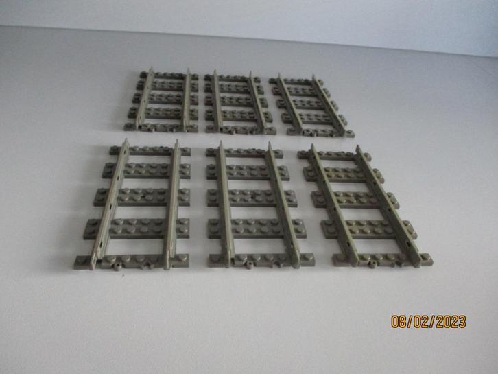 6 LEGO 9 volt Rails RECHT 4515 in echt perfecte staat!., Kinderen en Baby's, Speelgoed | Duplo en Lego, Zo goed als nieuw, Lego