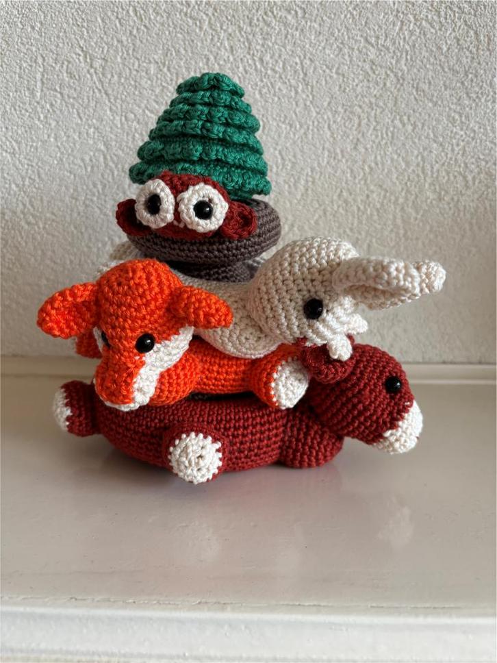 Gehaakte Stapeltoren Bosdieren, Kinderen en Baby's, Speelgoed | Babyspeelgoed, Nieuw, Overige typen, Ophalen of Verzenden