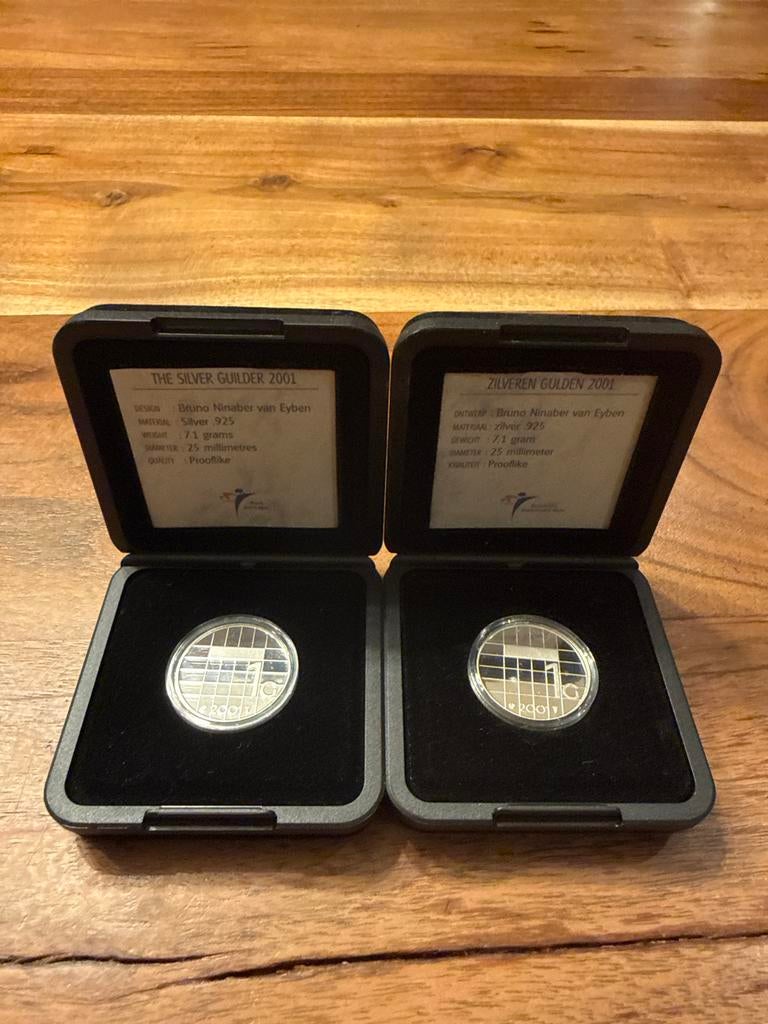 Zilveren Gulden 2001 Set - Prooflike Kwaliteit, Postzegels en Munten, Munten | Nederland, 1 gulden, Setje, Koningin Beatrix, Zilver