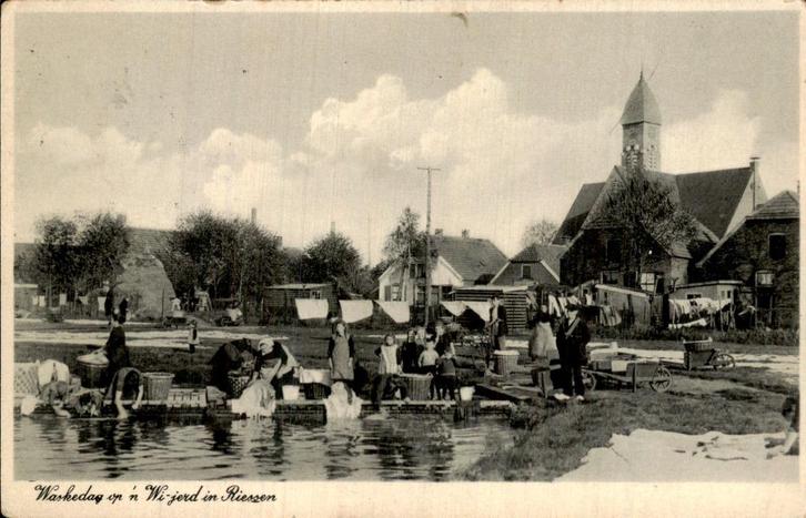Waskedag- Riessen, Verzamelen, Ansichtkaarten | Nederland, Gelopen, Overijssel, Voor 1920, Ophalen of Verzenden