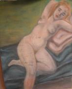 Hubert Bekman "Liggend naakt" prachtige pose (sepiakrijt), Ophalen of Verzenden