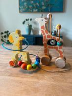 Bigjigs: Giraffe met kraaltjes en houten trekfiguur, Ophalen of Verzenden, Zo goed als nieuw, Duw- of Trekspeelgoed