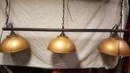 Industriële Vintage 3 koper lampen aan 1 stang, Zo goed als nieuw, Ophalen