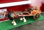 mancave  Porseleinen paard met houten bier wagen met messing, Ophalen