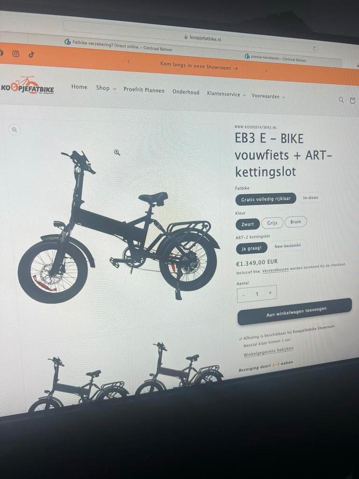 Fatbike EB3 E-Bike vouwfiets, Fietsen en Brommers, Elektrische fietsen, Zo goed als nieuw, Overige merken, Minder dan 47 cm, 30 tot 50 km per accu