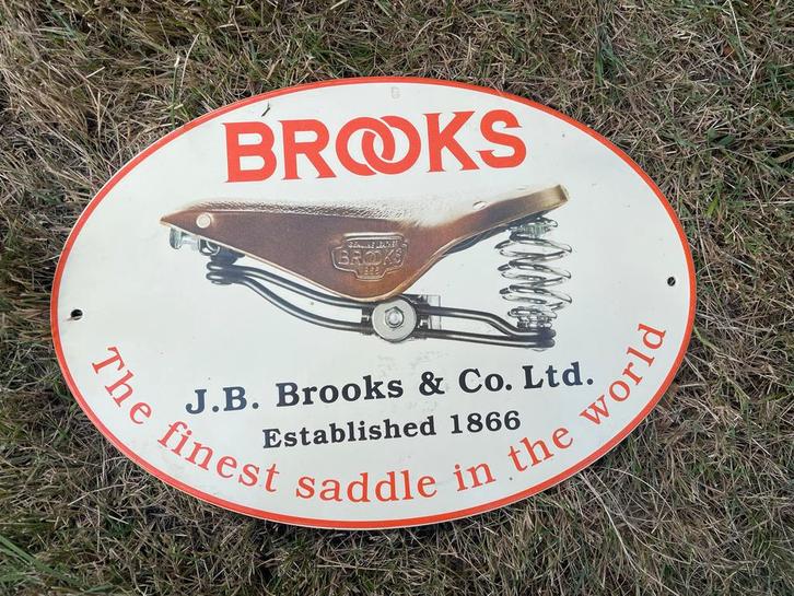 Brooks Zadels Emaille Reclamebord - Vintage Fietsaccessoire, Antiek en Kunst, Antiek | Emaille, Ophalen of Verzenden