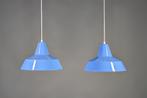 Set van twee industriele hanglampen, blauw, Deens design, Ophalen of Verzenden, Zo goed als nieuw, Metaal, Deens design