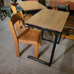 2 keer oude schooltafel met stoel, Ophalen