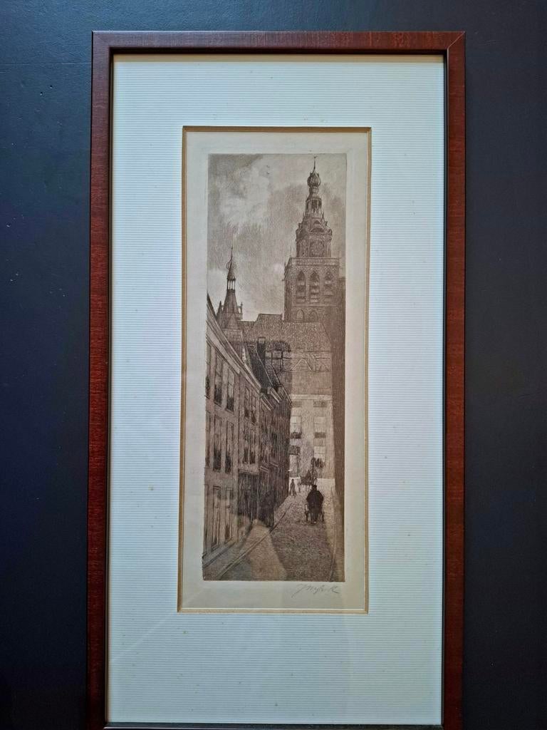 Gesigneerde kopergravure J.M. Graadt van Roggen - Nijmegen, Ophalen of Verzenden