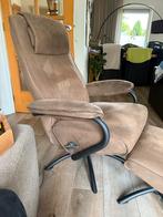 2x Relaxfauteuil Vincent + Hocker - Taupe, Huis en Inrichting, Fauteuils, Ophalen, Gebruikt, Stof, 75 tot 100 cm