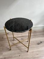 Bijzettafel zwart steen / goud, Huis en Inrichting, Tafels | Bijzettafels, Minder dan 55 cm, Rond, Zo goed als nieuw, Ophalen