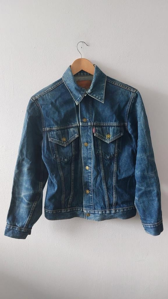 Vintage 60s/70s Macau Levis 70505 big E denim jacket S, Blauw, Ophalen of Verzenden, Gedragen, Levi’s