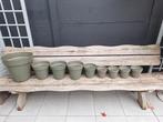 Plastic groene buitenpotten, Tuin en Terras, Bloempotten, Ophalen, Kunststof, Gebruikt, Rond