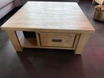 Salontafel hout. Vierkant. 2 lade. Blank teak, Huis en Inrichting, Tafels | Salontafels, Ophalen, 50 tot 100 cm, Vierkant, Zo goed als nieuw