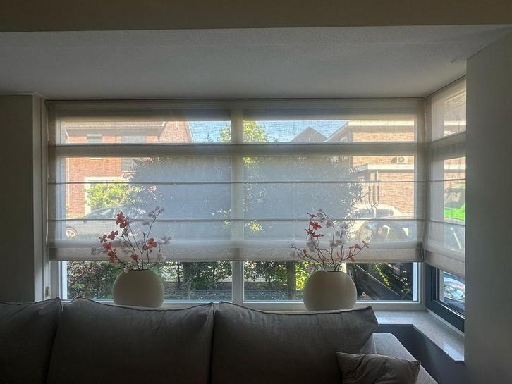 Vouwgordijnen Zandkleur - Set van 3 Bieden, Huis en Inrichting, Stoffering | Gordijnen en Lamellen, Gebruikt, 100 tot 150 cm, Minder dan 50 cm