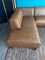Hoekbank lederlook bruin, Huis en Inrichting, Banken | Bankstellen, Ophalen, Overige materialen, Hoekbank, Ottomaan lederlook